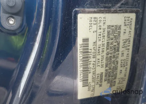 2008 Nissan Versa 1.8S z USA, uszkodzony, nr VIN 3N1BC13E58L356135